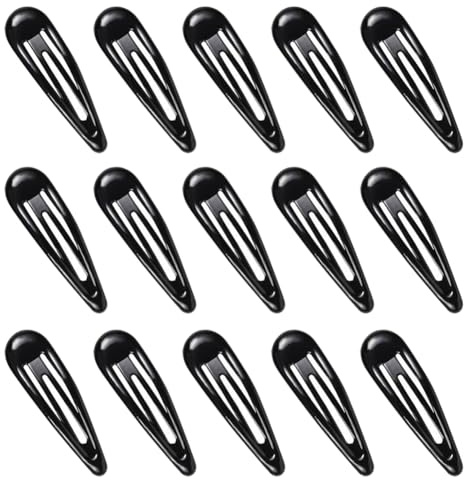 FSSTUD Klassische Haarspangen, 5 cm, einfarbig, beschichtet, modische Haarspangen, rutschfest, Metall, Haarschmuck für Damen, Teenager, Schwarz, 50 Stück