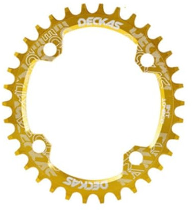 HESHUWEN Kettenblatt 104BCD Runde Oval Schmale Breite Kettenblatt MTB Mountainbike Fahrrad 104BCD 30T 32T 34T 36T 38T Kurbelgarnitur Zahn Platte Teile Kettenblatt 38 ZäHne(38T,Oval Gold)