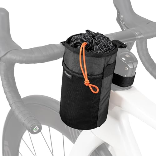 Qunature Borsa da Manubrio Borsa Termica e Isolante per Bottiglie da Bicicletta, Portaborraccia Bici Porta Borraccia Bici MTB Regolabile e Stabile, Facile Installazione, Capacità 1L, Nero