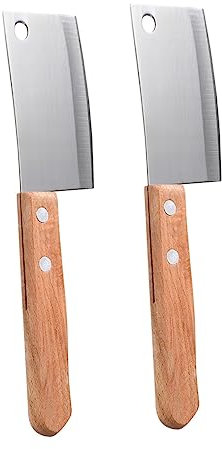 Luxshiny Lot De 2 Couteaux à Beurre Et Dessert Miniatures En Acier Inoxydable Poignée En Bois Ergonomique, Lame Ondulée Pour Couper Fromage, Pain Et Pommes De Terre, Usage La Cuisine Et Pâtisserie