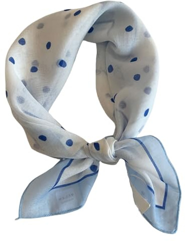 HSTWODE 1 Stück Feines Damen Chiffon Nickituch -58 cm x 58 cm-Blau Damen Vintage Square Polka Dots Halstuch Kleiner Schal Halstücher Kopftuch