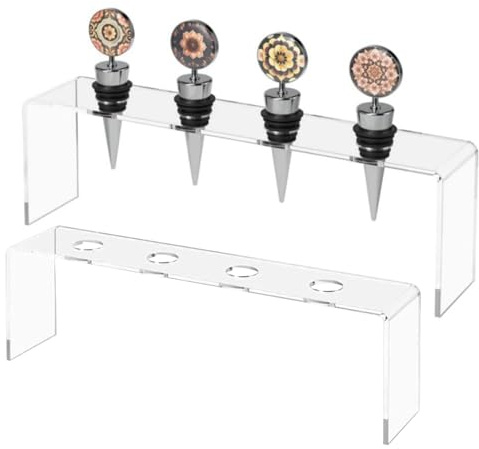 Weinkorken-Display, 4 Fächer, rutschfest, transparent, Organizer für Damen und Herren, Küche, Schreibtisch, Bücherregal, Aufbewahrung