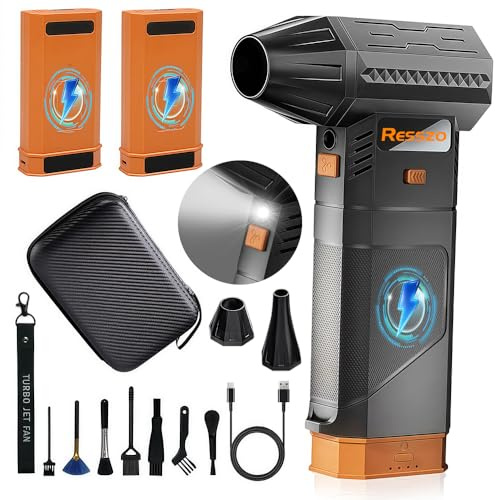 F3 Electric Air Duster 3-Gear Adjustable Super Power Cordless Air Duster with 2 Replaceable Batteries, 130000RPM Car Vacuum Cleaner with LED Light for PC, Keyboard, Car, Home,Outdoor Cleaning