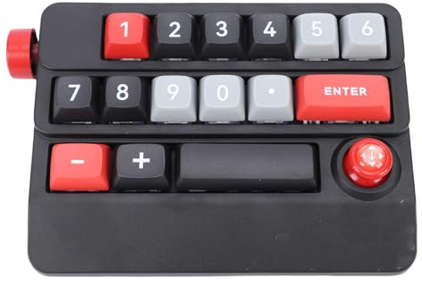 Jectse Clavier Mécanique Macro à Une Main, Clavier de Jeu Programmable à 17 Touches, Rétroéclairage LED RVB avec Bouton de Commande par Joystick, Numérique USB C échangeable à (Black)