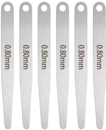 sourcing map 6 spessimetri di spessore metrico 0,8 mm a lama singola ovale spessimetro in acciaio inossidabile 304 strumento di misurazione per riparazione valvola chitarra candela