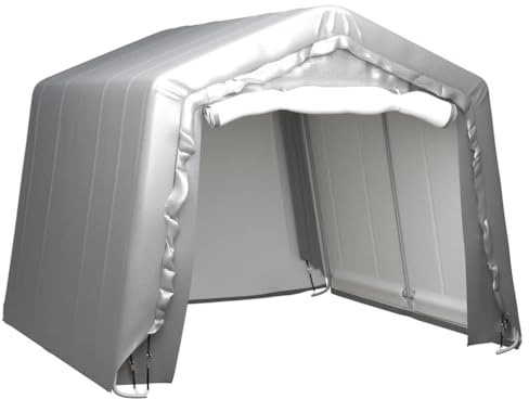 Generic Tenda Magazzino per Esterni, Acciaio Zincato e PE, Tettoia Grigia Impermeabile per Attrezzature da Giardino, Posto Auto Coperto con Resistenza Ai Raggi UV (240x240 cm) (300 x 300 cm)