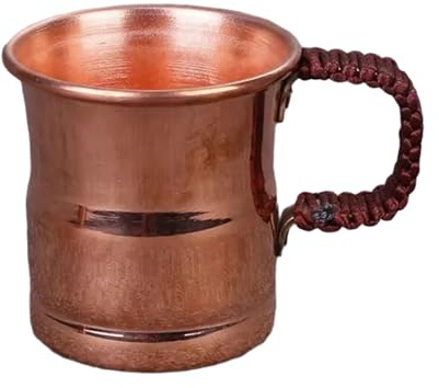 ZYMIADOU Multipurpose Copper Cup Braided Handle for Beer Milk Juices Corrosions Resistant Comfortable Grip Drinkware Copper Beer Mug