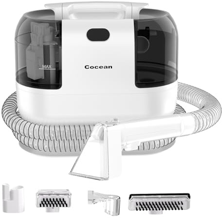 COCEAN Portable Carpet And Spot Cleaner Machine,Mini Upholstery Cleaner Powerful Suction And Easy To Store, Deep Stain Cleaning For Car Seats,Sofa,Couches with Self-Cleaning And Dual-Size Brush