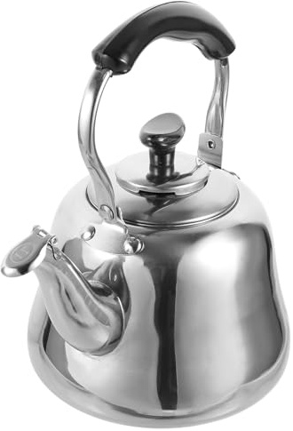 IWOWHERO Hervidor de Agua de Acero Inoxidable 1l con Filtro y Silbato, Tetera Doméstica para Cocina de Gas, Inducción y Eléctrica, Calentador Seguro y Funcional para Hogar