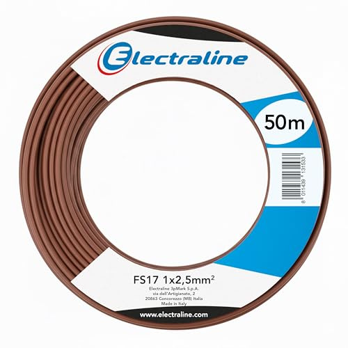 Electraline 13153 Cavo Unipolare FS17, Sezione 1 x 2,5 mm², Marrone, 50M
