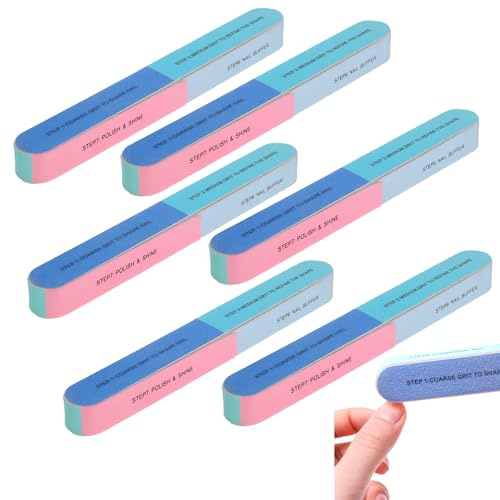 6 Stück Nagelfeilen Naturnägel, Farbig Nagel Polierfeile Fingernägel, Nail File, Multidimensional Nail Buffer, Multifunktional Nagel Polierfeile für Nägel, Nagelsalons Nagelpflegeun zu Hause