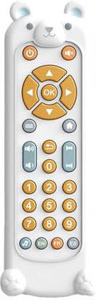 Juguete de control remoto para TV para bebés con sonido de luz, controlador realista para niños pequeños, juguete musical de aprendizaje trilingüe para preescolares (C, talla única)