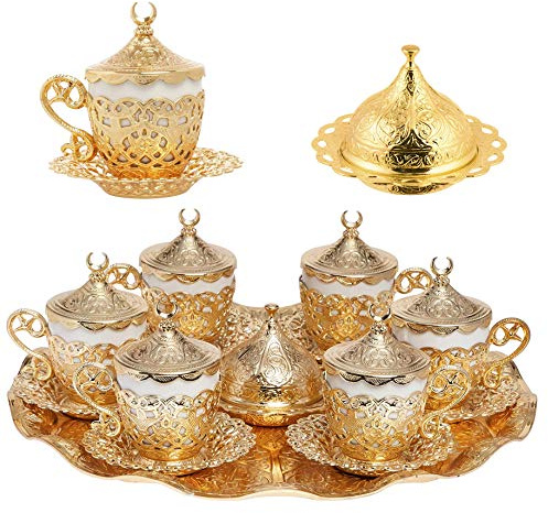Alisveristime Gelincik Turkish Greek Arabic Coffee Mugs, Set of 27, Gold
