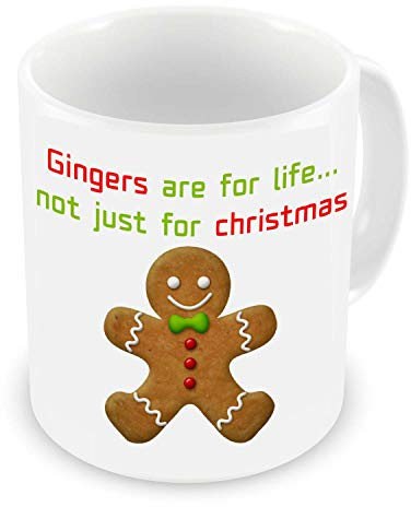 GrassVillage Funny Redhead Mug – Gingers are for Life Not Just for Christmas – Sarcastic Gift for Ginger Friends, Coworkers, Him or Her – Xmas, Birthday, Secret Santa – 11oz Ceramic Coffee Cup