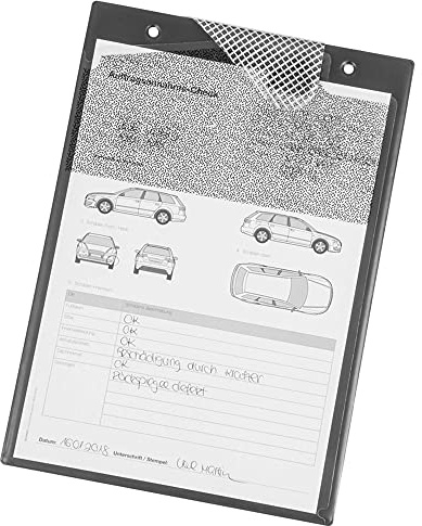 Auftragstasche Secure, DIN A 4, mit Schlüsselfach und Pixelung, aus hochfester Klarsichtfolie mit Einreißschutz, Schwarz, Verpackungseinheit: 10 STK