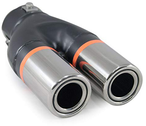 Universell Auspuffblende Doppelrohr Endrohr Edelstahl Auto Endrohrblenden Auspuffendrohr Tuning Schalldampf Blende Sport Rund Chrom 58 mm
