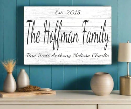 Family Name Sign PERSONALIZED Wedding Gift For Couple Established Custom Wall Decor EST. Date 16.5 X10.5 (Family Sign With Names & Established Date)
