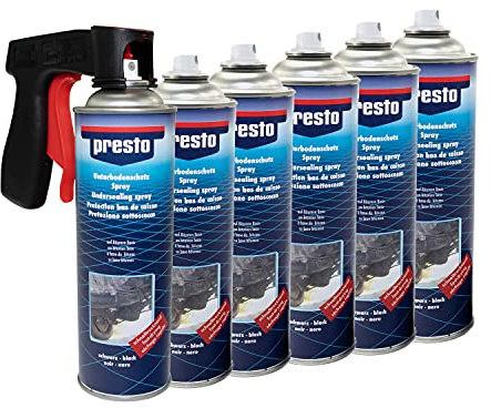 Unterbodenschutz Steinschlag Spray schwarz Presto 6 X 500 ml mit Pistolengriff