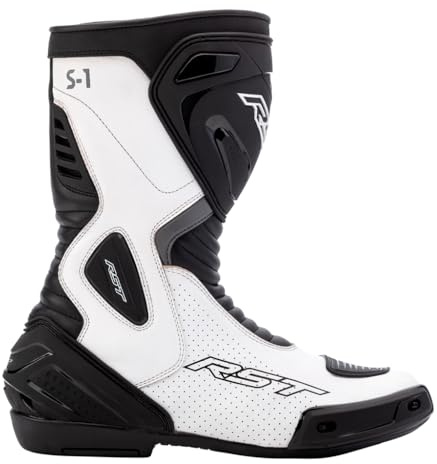 RST S1, Botas de Motociclista Hombre, Negro y Blanco, 46 EU