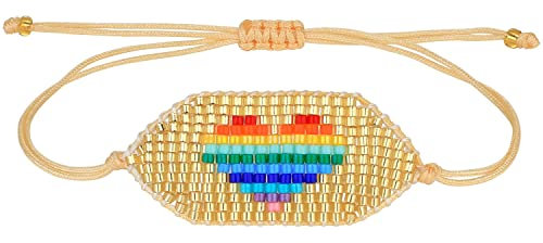 KELITCH Buntes Freundschaftsarmband Regenbogen Herzform Wickelarmband Handgewebter Bezaubernder Schmuck Für Damen