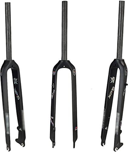 Fourche De Vélo 3K en Fibre De Carbone - 26/27.5/29 Pouces Fourche Rigide Fourche Avant De VTT - Tube Droit - 1-1/8 Frein Disque 28.6mm - Mat Brillant - Noir