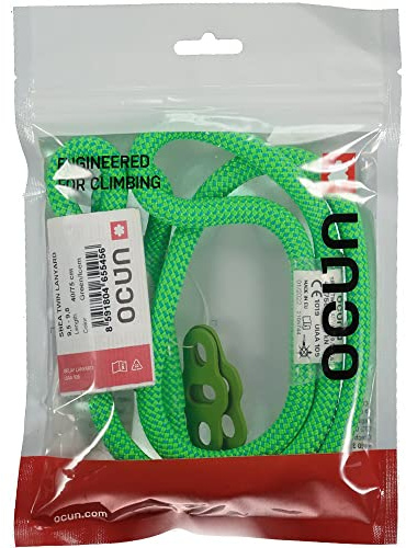 Ocun Sbea Twin Lanyard, 9,5-9,8 mm, Grün, dynamische Energie-Absorptionsschnalle, langlebig, 40/75 cm, Gr
