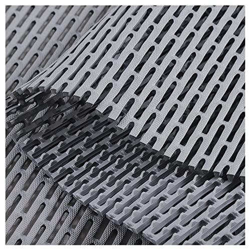 Commercial Drainage Mat PVC Non Slip Wet Area Floor Mat 0.23inch Thick Pool Drain Floor Mat Door Mat Roll for Restaurant Bars Bathroom Patio Outdoor Indoor Rug, Gray
