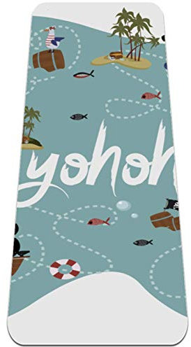 REJOON Cartoon-Piratenschiff-Yogamatte, Dicke, rutschfeste Yogamatten for Frauen und Mädchen, Trainingsmatte, weiche Pilates-Matten