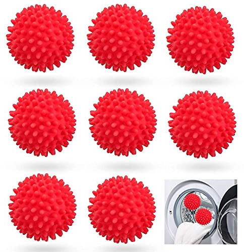 WHATON 4/6/8 Pcs Dryer Ball, Dryer Balls, Tumble Dryer Balls, Fluffier Balls, Reusable Dryer Balls Underwear (Color : Rot, Size : 8 PCS)