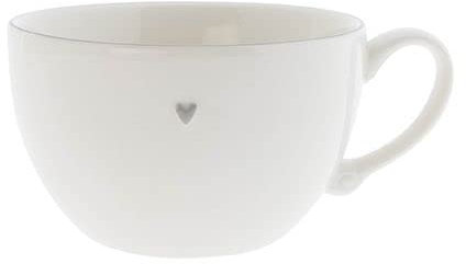 Bastion Collections Taza de sopa pequeña con corazón gris, diámetro de 13 cm, diseño de corazón, color blanco