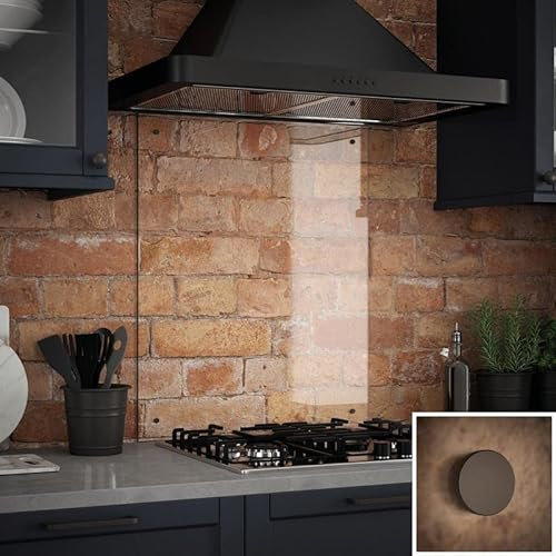 Clear Glass Splashback with Gunmetal Caps - Kitchen Sink & Hob Back Panel - 600 x 700mm