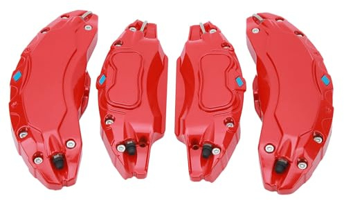 Dpofirs 4 Stück Bremssattelabdeckungen Kompatibel mit Model Y, 19 Zoll 20 Zoll Radnabengröße Bremssattelabdeckungen, Aluminiumlegierung Modell 3 Bremssattelabdeckungen, 4er-Set für (Rot)