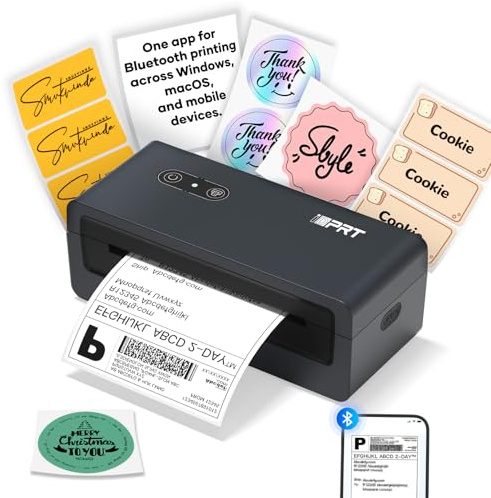iDPRT Shipping Label Printer 4x6 Bluetooth Thermal Label Printer for Small Business and Shipping Package, Support Android, iPhone, Windows, macOS, Widely Used for Amazon, Shopify