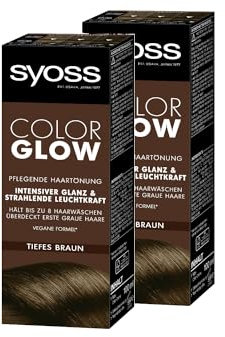 Syoss Color Glow Pflegende Haartönung Tiefes Braun, semi-permanente Coloration Stufe 1 (2x 100 ml), für strahlende Farbintensität bis zu 8 Haarwäschen, ohne das Haar zu schädigen