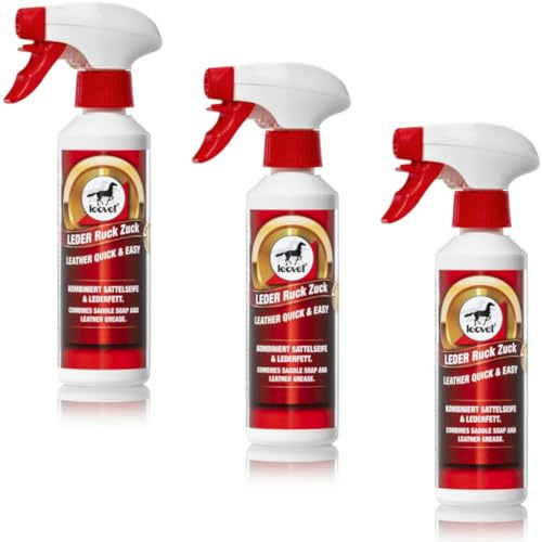 RL24 leovet - Leder Ruck Zuck – Lederpflege – 3 x 250 ml (3er Set) | Kombi aus Sattelseife & Lederfett – zur Reinigung & Schutz von Glattleder – Lederreiniger für natürlichen Glanz