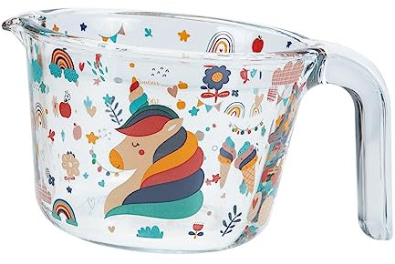LIFKOME Unicorn Cartoon Glass Measuring Cup Scale Heat-Resistant Household Milk and Baking Glass for Kitchen and Coffee
