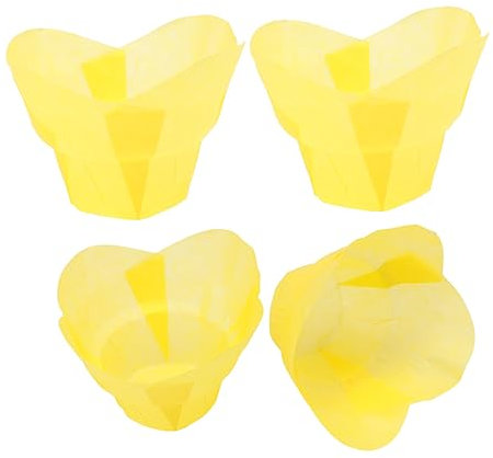 Alipis 200pcs Lotus Shape Cupcake Wrappers Yellow Paper Cups Non-Stick Muffin Liners for Baking Wedding Cupcake Cases Oil-Resistant