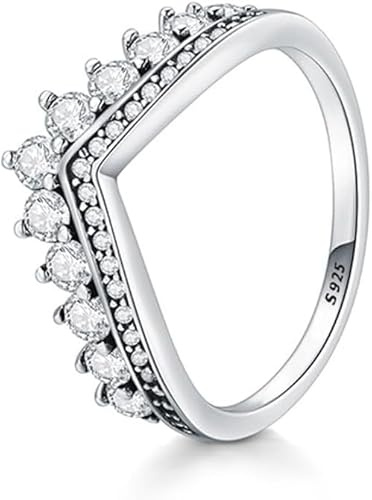TOFBS Bague Couronne Princesse Argent S925 Zirconium Cubique Brillant Bijoux Femme Élégant