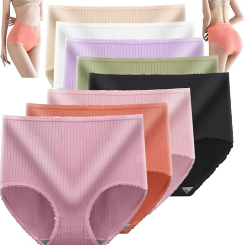 ALACEG Lot de 8 Culottes Anti-Fuite Taille Haute améliorées, Culottes Vicsecrets Absorbant l'humidité, Slips Grande Taille (8 PCS-A,XXL)