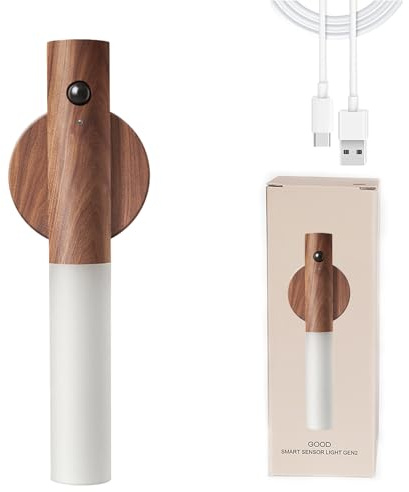 Motion Sensor Night Light, Magnetic Wall LED Light Wood Portable Lamp