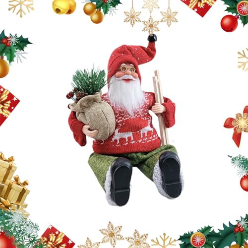 CutitiUU Santa Claus Figur, Sitzende Weihnachtsmann-Figuren, 14 Zoll Traditionelle Weihnachtsmann-Figur, Klassische Rote Weihnachtsmann-Dekoration, Weihnachtsschmuck Für Das Heimbüro, Tischdisplay
