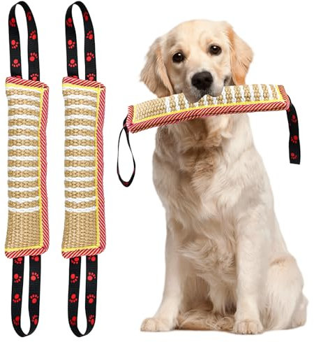 YBCCBY 2 Pcs Dog Bite Tug Toy, Dog Bite Pillow Jute Bite Toy, Indestructible Rope Dogs Toys, Durable Pull Toy with 2 Strong Handles for Medium to Large Dogs, for Tug of War, Fetch, Puppy Training