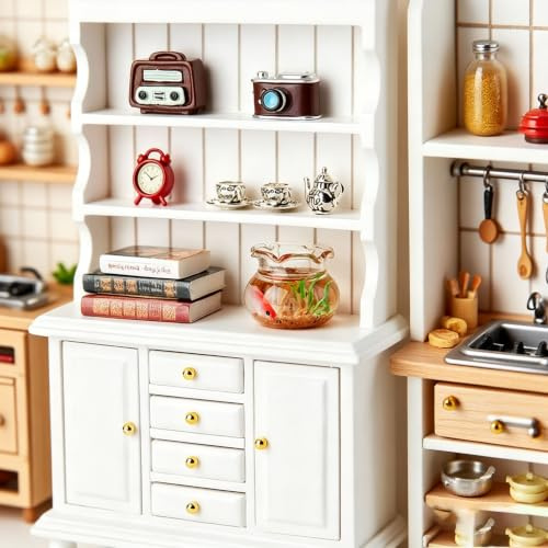 1/12 Dollhouse Cabinet Set, 11Pcs Dollhouse Furniture and Accessories