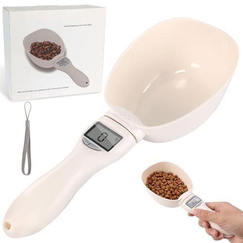 Báscula para Alimentos para Mascotas,Food Measuring Scoop Scale,báscula digital de cuchara medidora con pantalla LCD y cucharas reemplazables,Cuchara Medición Electrónica