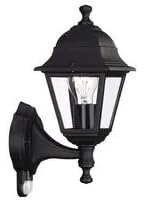 MASSIVE Vintage Wall Lantern Light | Black Outdoor Garden Porch Built-in 7W LED Light Source Lamp with Security PIR Motion Sensor IP44 Rated