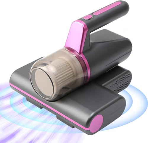 Gevvnss Aspirapolvere per materassi con luce UV, 14 kpa, portatile, per letti e divani, sensore di polvere, rimozione acari, ricaricabile, senza fili, portatile, colore: grigio violaceo