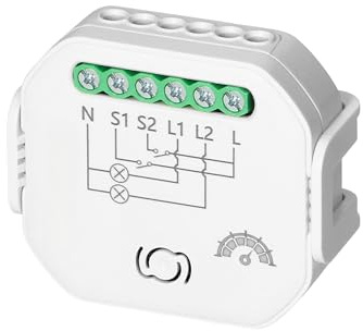 Miratic Smart Lichtschalter und Rolladenschalter Smart mit Wifi Bluetooth und Tuya Smart Life Geräte für Rollläden oder Beleuchtung Montage in Anschlussdose oder DIN-Schiene (Dimmerrelais - 2 Kanäle)