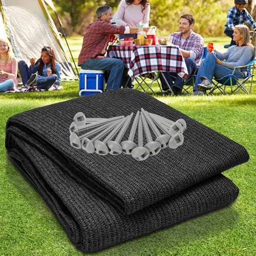 Sonnewelt Vorzeltteppich, Zeltteppich 100% HDPE Campingteppich Outdoor mit ösen Tragetasche, 13 Heringe, Atmungsaktiv rutschfest Waschbare Schimmelfrei UV-Stabilisiert