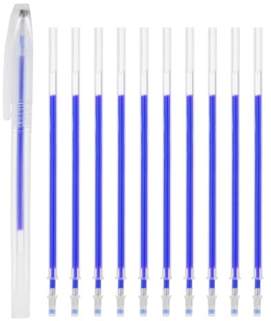 PATIKIL 10Pcs Erasable Gel Pens Refills, 1mm Heat Erasable Pens for Fabric Disappearing Ink Fabric Marking Pen for Sewing Quilting Planner Writing, Blue Ink