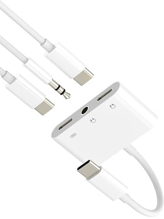 Adaptador USB C a Auriculares Jack de 3,5 mm para Auriculares Apple Tipo C de Carga para iPhone 16 Compatible con Samsung S25 Type C DAC Aux Audio Cable Micrófono para iPad Doble